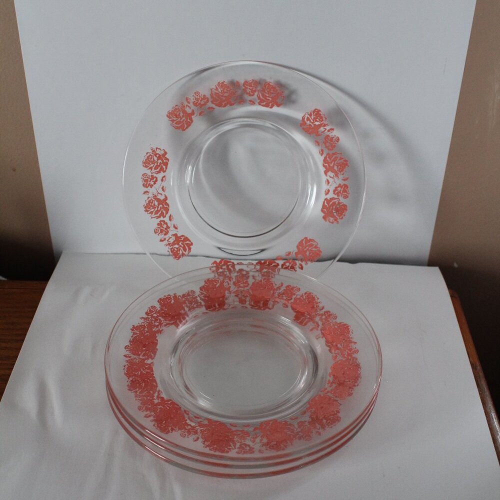 Dominion Pink Rose Dessert Plates Lot of 4